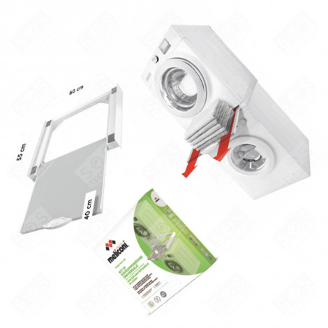 KIT SOVRAPPOSIZIONE UNIVERSALE CON RIPIANO SCORREVOLE IN LEGNO LAVATRICE - 656114