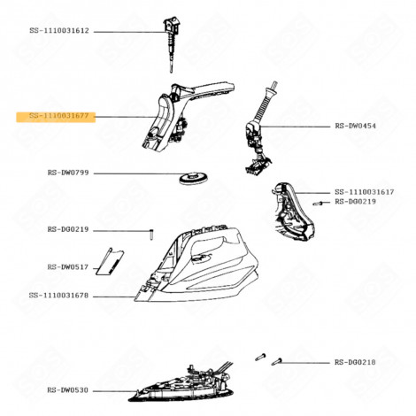 MANIGLIA ANTERIORE CON POMPA (CODICE N°SS-1110031677) FERRO DA STIRO, FERRO A VAPORE - SS-1110031677, SS-1810031677