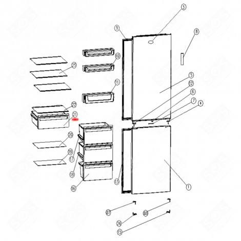 CONTENITORE PER VERDURE (CODICE DI RIFERIMENTO 21) FRIGORIFERO, CONGELATORE - 1057793, 53041300