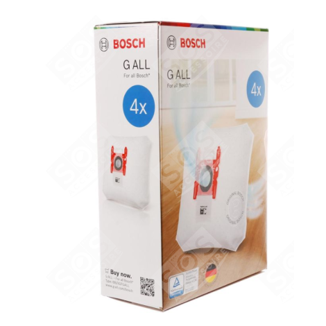 CONFEZIONE DI 4 SACCHETTI TIPO G ORIGINALE ASPIRAPOLVERE - 00576334,17000940