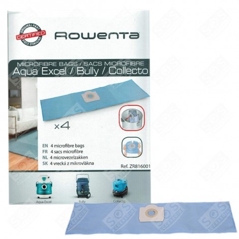 LOT DE 4 SACS MICROFIBRE COLLE ASPIRAPOLVERE - ZR816001, ZR815