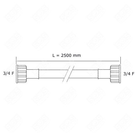 TUBO DI INGRESSO ACQUA UNIVERSALE CON RACCORDI DRITTI (L2000MM 3/4 F - 3/4 F) LAVATRICE - 3666356132368