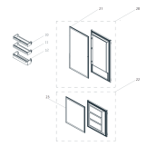 Porta con guarnizione (Parte congelatore) (riferimento 23)