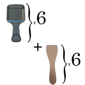 Set di 6 ciotoline per raclette e 6 palette in legno
