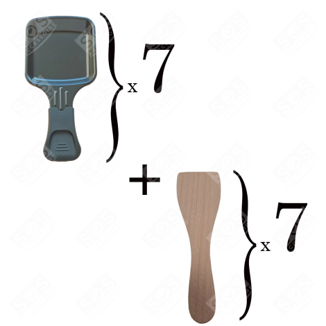 SET DI 7 TEGAMINI PER RACLETTE E 7 SPATOLE IN LEGNO PER RACLETTE GRILL, WOK E MACCHINA PER RACLETTE - AS306002, AS306003