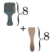 Set di 8 coppette per raclette e 8 palette in legno