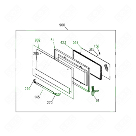 PORTA COMPLETA (RIFERIMENTO 900) FORNI, FORNELLI ELETTRICI E A GAS - Z57D868