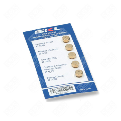 SET DI INIETTORI GAS BUTANO PROPANO DIAM 6MM PIANO COTTURA - MGC100UN