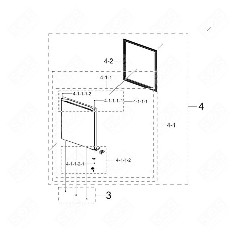 PORTA (PARTE CONGELATORE, RIFERIMENTO 4) ORIGINALE FRIGORIFERO, CONGELATORE - DA91-06286G