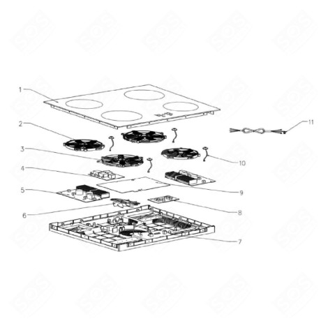 SCHEDA DI VISUALIZZAZIONE ORIGINALE PIANO COTTURA - 31050067, 601030043