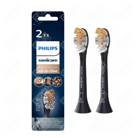 SET DI 2 TESTINE PER SPAZZOLINO SONICO NERO SPAZZOLINI ELETTRICI - HX9092/11, HX909211