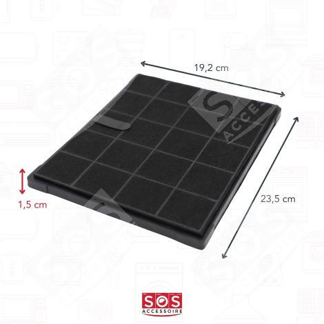 LOTTO DI 2 FILTRI A CARBONE 235 X 190 MM 16 CAPPA ASPIRANTE - AIRFORCE AFFCAF16