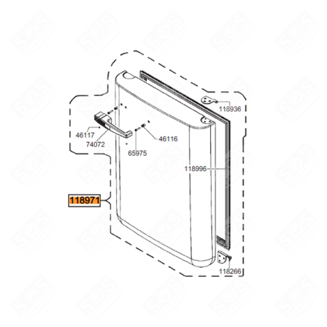 PORTA PARTE CONGELATORE (RIFERIMENTO 118971) FRIGORIFERO, CONGELATORE - 696139950
