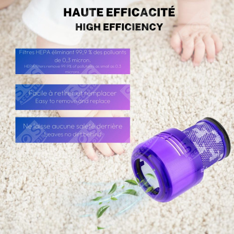 SET DI 2 FILTRI HEPA COMPATIBILI V11 V12 V15 CON SPAZZOLA DI PULIZIA ASPIRAPOLVERE - 970013-02, 970013-02