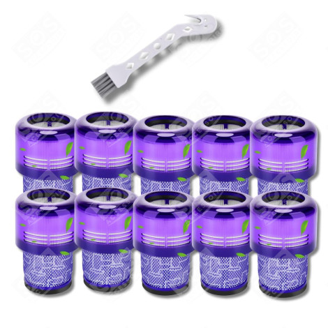 SET DI 10 FILTRI HEPA COMPATIBILI V11 V12 V15 CON SPAZZOLA DI PULIZIA ASPIRAPOLVERE - 970013-02, 970013-02
