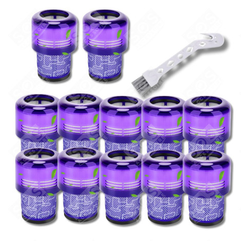 SET DI 12 FILTRI HEPA COMPATIBILI V11 V12 V15 CON SPAZZOLA DI PULIZIA ASPIRAPOLVERE - 970013-02, 970013-02