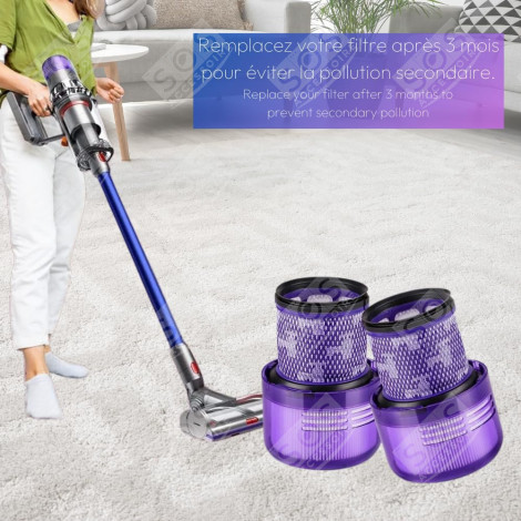 SET DI 12 FILTRI HEPA COMPATIBILI V11 V12 V15 CON SPAZZOLA DI PULIZIA ASPIRAPOLVERE - 970013-02, 970013-02