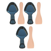 Set di 3 coppette da raclette e 3 palette in legno per pentolino, spatola raclette