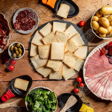 SET DI 6 CIOTOLINE PER RACLETTE E 6 PALETTE IN LEGNO GRILL, WOK E MACCHINA PER RACLETTE - AS306001, AS306003