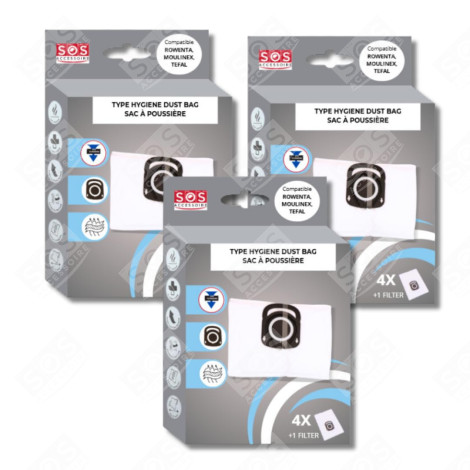 SET DI 3 SCATOLE DI 4 SACCHETTI + 1 FILTRO HYGIENE+ ASPIRAPOLVERE - ZR200520