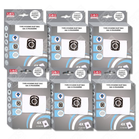 SET DI 6 SCATOLE DI 4 SACCHETTI + 1 FILTRO IGIENE+ ASPIRAPOLVERE - ZR200520