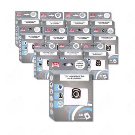 LOTTO DI 12 SCATOLE DI 4 SACCHETTI + 1 FILTRO HYGIENE+ ASPIRAPOLVERE - ZR200520