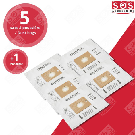 LOTTO DI 11 SCATOLE DA 5 SACCHETTI CON 1 PREFILTRO COUPE/COMPACT/GO/FORCE ASPIRAPOLVERE - 78602600, 22422400