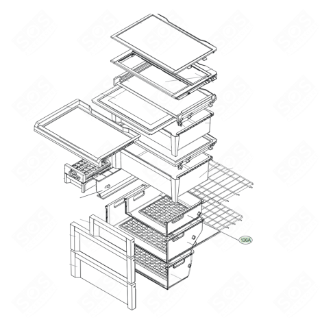 CASSETTO COMPLETO (RIFERIMENTO 136A) FRIGORIFERO, CONGELATORE - AJP73954401
