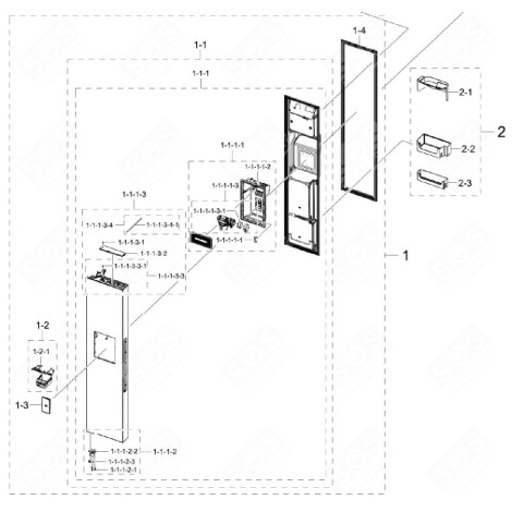 PORTA (PARTE CONGELATORE, RIFERIMENTO 1) ORIGINALE FRIGORIFERO, CONGELATORE - DA91-05447A