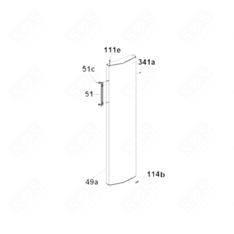 POIGNÉE DE PORTE (REPÈRE 51) FRIGORIFERO, CONGELATORE - 49024728