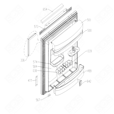 PORTE (PARTIE RÉFRIGÉRATEUR) FRIGORIFERO, CONGELATORE - AS0004537