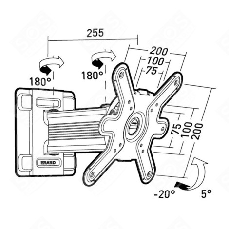 SUPPORT TV MURAL CLIFF 200TW90 TELEVISIONI, TELEVISORI, TV - 200TW90, 043420