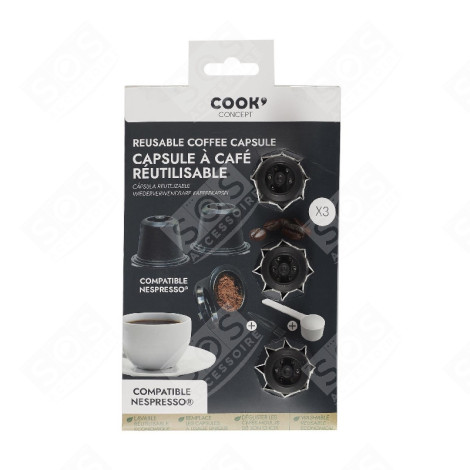 KIT DE 3 CAPSULES RÉUTILISABLES NESPRESSO D'ORIGINE MACCHINA DA CAFFÃ, CAFFETTIERA - KA4556