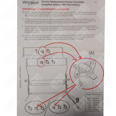 RESISTENZA 2050W CON TERMOSTATO ASCIUGATRICE - C00277073, 482000031360