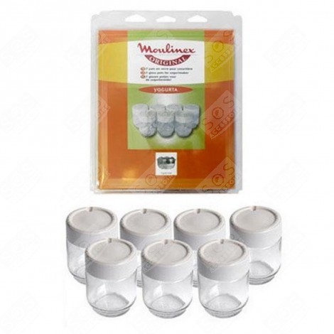 LOT DE 7 POTS EN VERRE AVEC CO YOGURTIERA, FORMAGGIERA - A14A03
