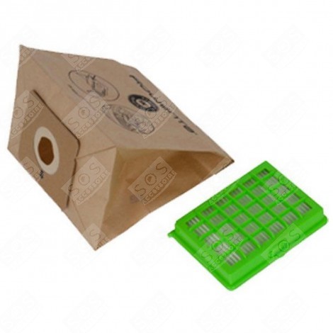 CONFEZIONE 6 SACCHETTI CARTA E 1 FILTRO ASPIRAPOLVERE - ZR004101