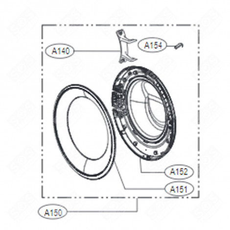 PORTA COMPLETA (A150) LAVATRICE - ADC74625730, ADC74625701