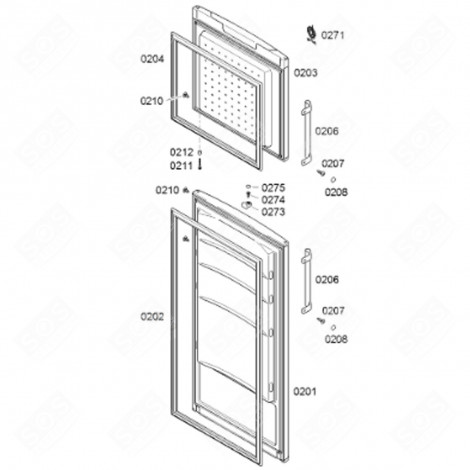 GUARNIZIONE PORTA CONGELATORE (CODICE 204) FRIGORIFERO, CONGELATORE - 00248492