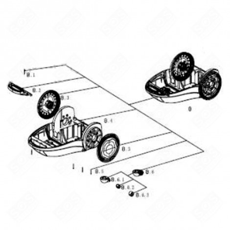 PARTE INFERIORE + RUOTE (CODICE 8) ORIGINALE ASPIRAPOLVERE - 4055382024