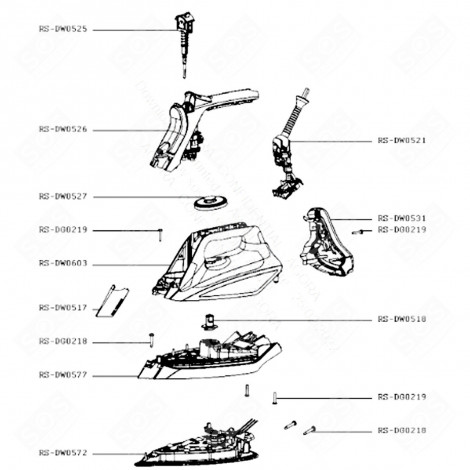 MANIGLIA ANTERIORE E POMPA (CODICE RS-DW0526) FERRO DA STIRO, FERRO A VAPORE - RS-DW0526