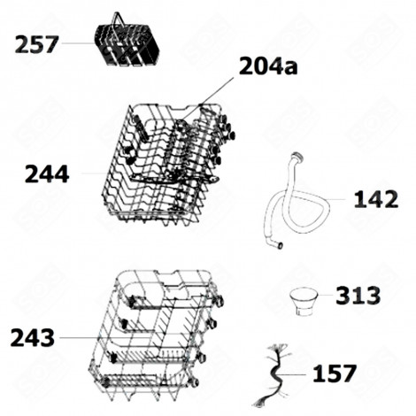TUBO DI CARICO (RIFERIMENTO 142) LAVATRICE - 49037208, 673000900061