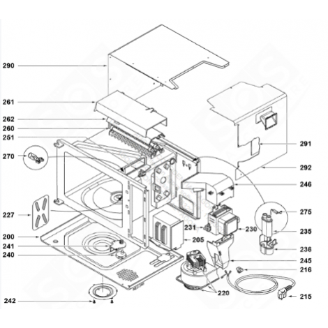 COPERCHIO DI RIVESTIMENTO DESTRO (CODICE 292) FORNI A MICROONDE - C00269468