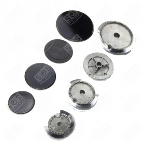 KIT 4 CAPPUCCI E 4 BRUCIATORI PIANO COTTURA - 3540003039, 3540004037